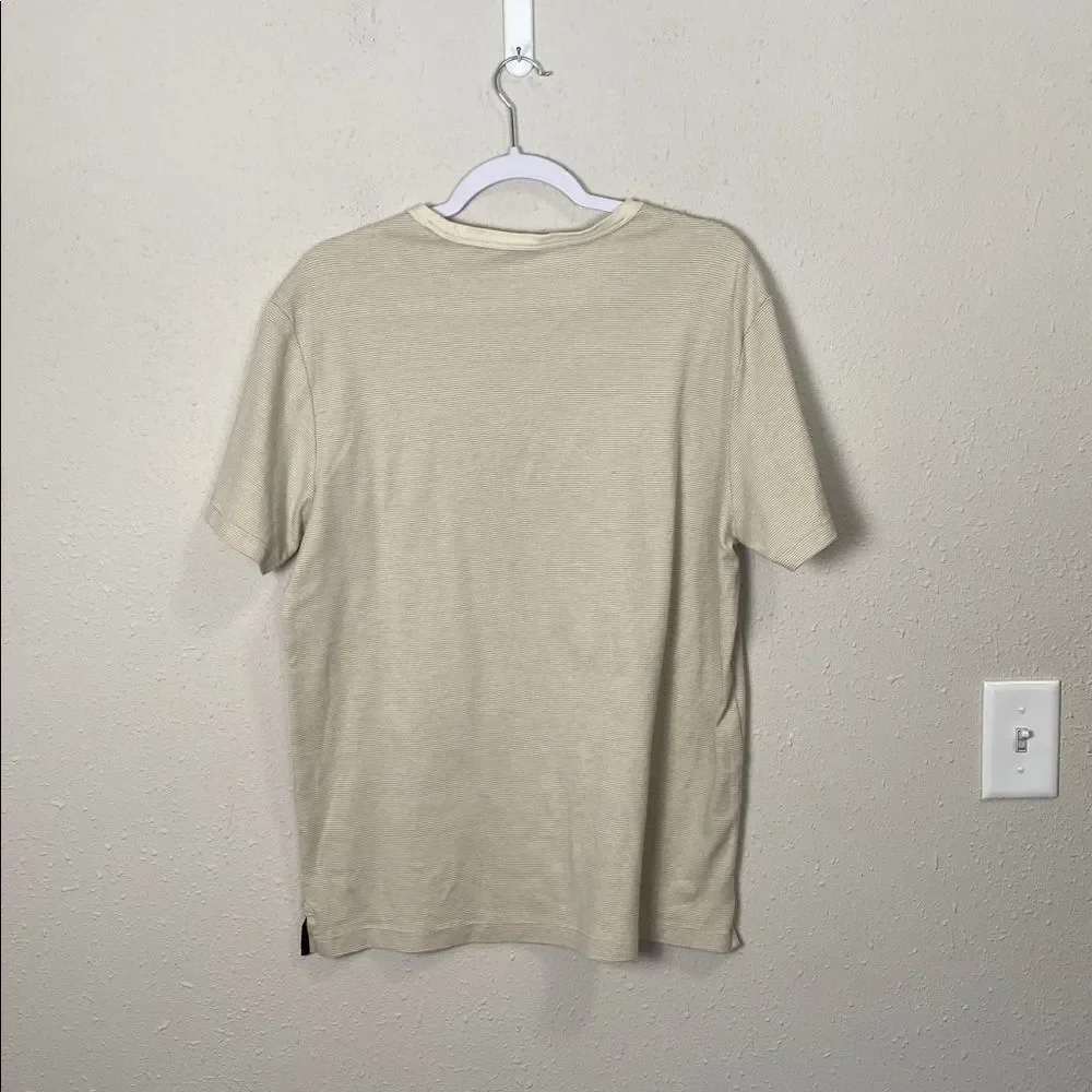 Banana Republic Luxe Touch Performance Tee XL Beige Striped Cotton Short Sleeve